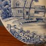 Fabulous Vintage Arklow Pottery Blue and White 9 Inch Wall Plate in an Classic Style Landscape Pattern with a Country Scene Image 2