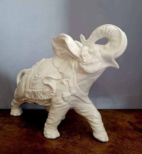 Mid-century XL glazed ceramic war elephant
