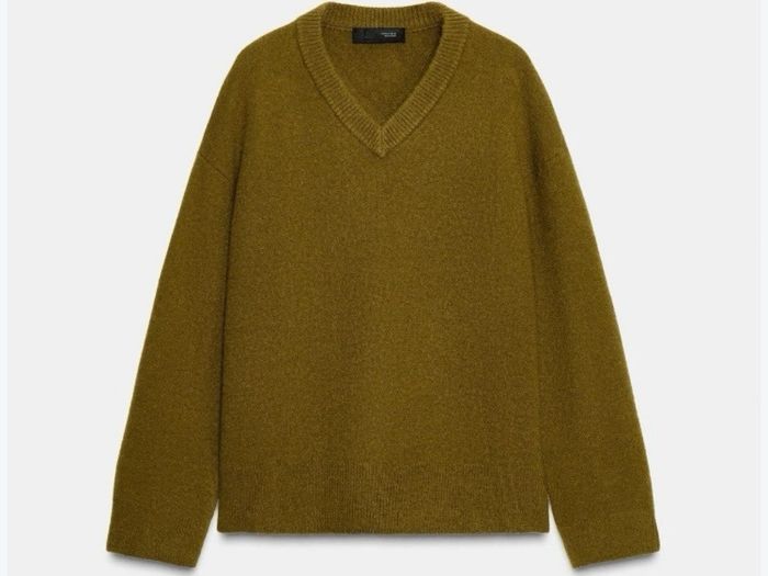 Zara Olive Green Oversized  V Neck Jumper  Size Large