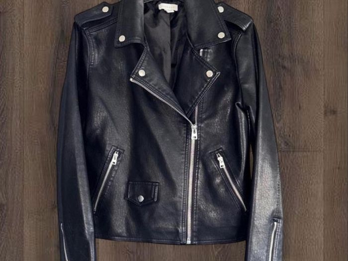 Topshop Black Faux Leather Biker Jacket UK 12