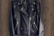 Topshop Black Faux Leather Biker Jacket UK 12
