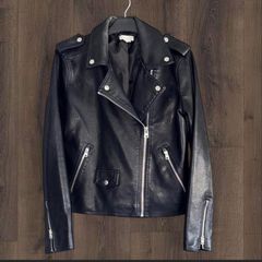 Topshop Black Faux Leather Biker Jacket UK 12