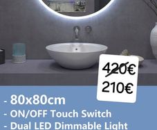 LED Bathroom Mirror Bluetooth Speakers Demister Antifog 80cm