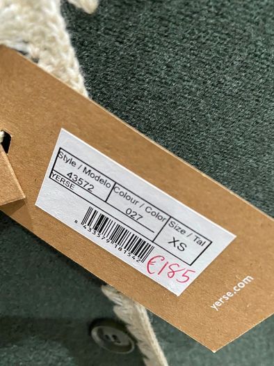 Spainish designer brand Yerse dark teal Green colour  wool cardigan / jacket BRAND NEW