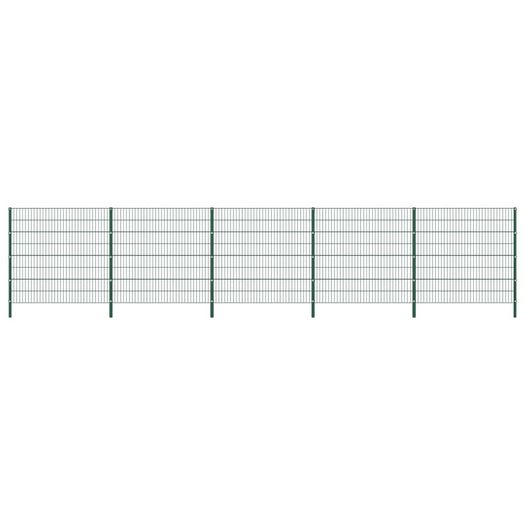 Fence Panel with Posts Iron 8.5x1.6 m Green