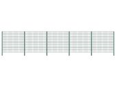 Fence Panel with Posts Iron 8.5x1.6 m Green