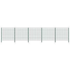 Fence Panel with Posts Iron 8.5x1.6 m Green