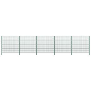 Fence Panel with Posts Iron 8.5x1.6 m Green