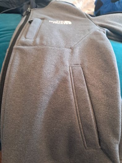 The North Face Boys Zip Hoodie Sweater Grey Colourblock