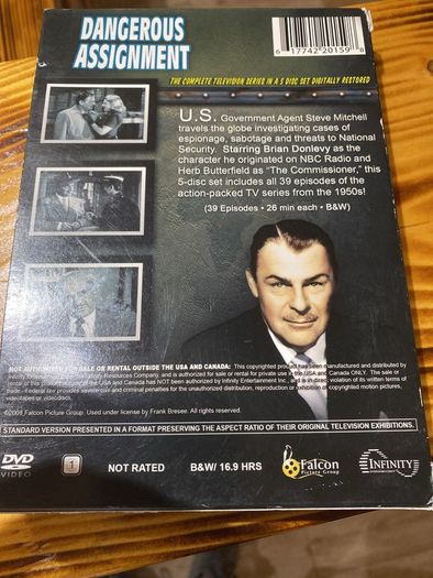 Dangerous Assignment. Complete series 5 disc dvd set rare