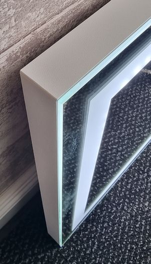 LED Bathroom Mirror Horizonatl Vertical Makeup Cosmetic Bright Made in EU Solid Cover White Frame
