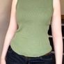 Sage Green Ribbed Knit Sleeveless Top - Size S/36/8 Image 3