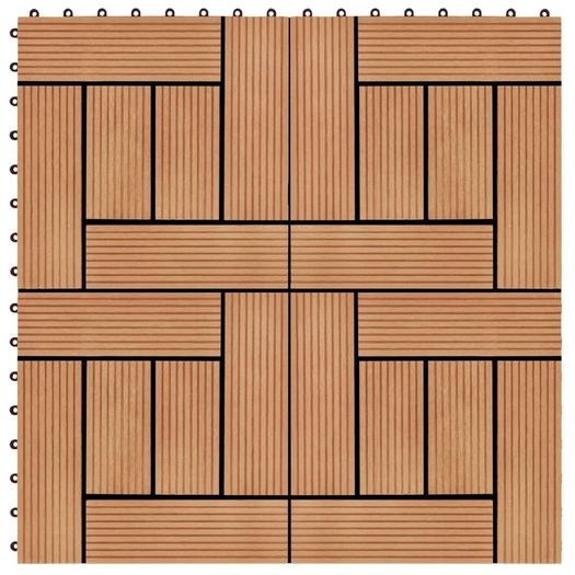 22 pcs Decking Tiles 30x30 cm 2 sqm WPC Teak Colour