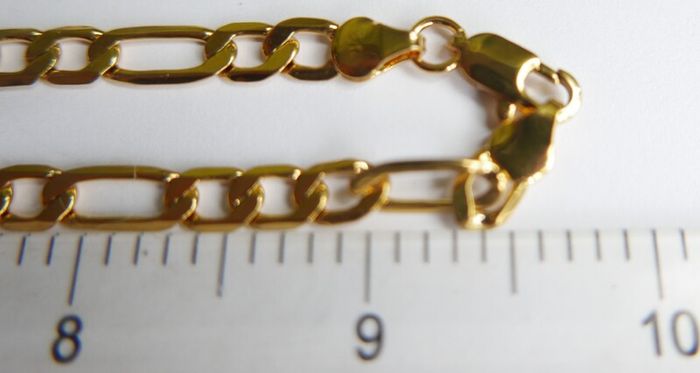 MEN'S 24ct Yellow Gold Plated Figaro Chain Necklace length 19"