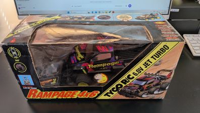 Rare Tyco Rampage 4x6 9.6V Turbo RC Truck Boxed Untested Vintage