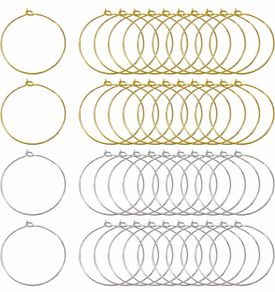 200pcs Wine Glass Charm Rings Silver Tone and Golden Earring Beading Hoop 25mm for Craft Making Party Favor (FREE POSTAGE)