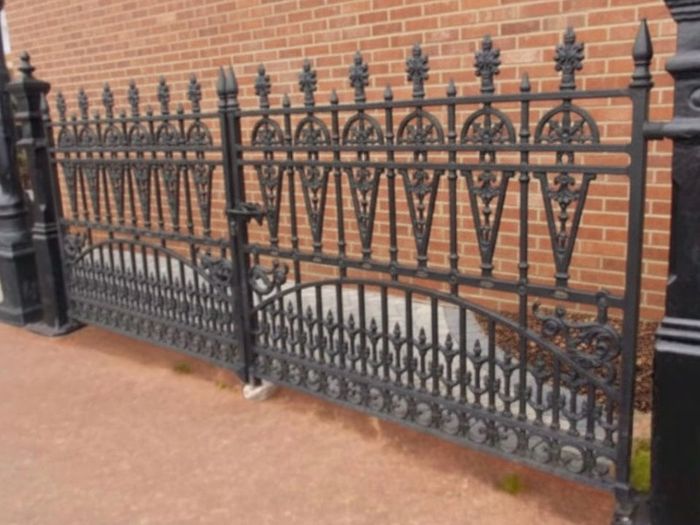 Set of brand new solid cast iron gates with posts