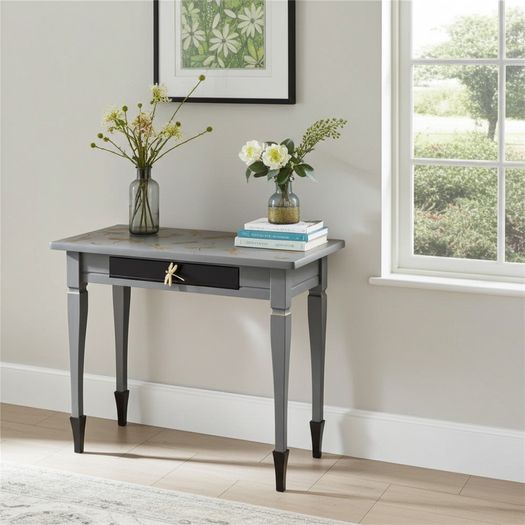 Black & Gold Dragonfly Console Table with Drawer