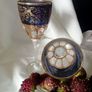 A pair of Italian  Crystal Royal Blue Gold Wine  Glasses Image 5