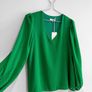 New Vanessa Scott Emerald Green V-Neck Blouse Image 3