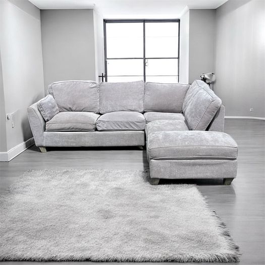 grey corner sofa +footstool