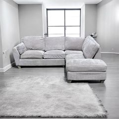 grey corner sofa +footstool