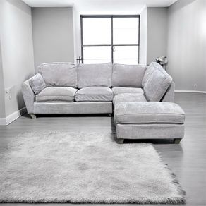 grey corner sofa +footstool