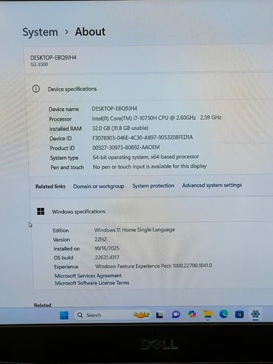 Dell G3 15 3500 Gaming Laptop i7 10th Gen 32GB 1TB SSD NVIDIA GeForce RTX 2060 15.6"