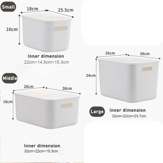 White Plastic Storage Box with Handles and Lids Set