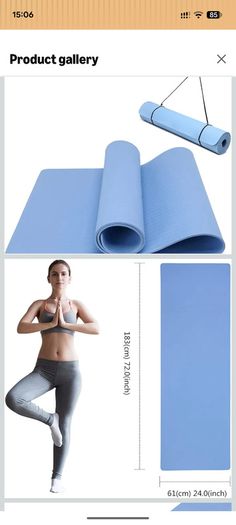 Blue yoga mat - 183cm x 61cm