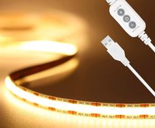 2M 5V COB LED Strip Light, 640LEDs Warm White 3000K Dimmable LED Tape CRI85+ Flexible Tape Light for TV Monitor Backlight, Mirror, Cabinet, Wardrobe, Home DIY Lighting (FREE POSTAGE)