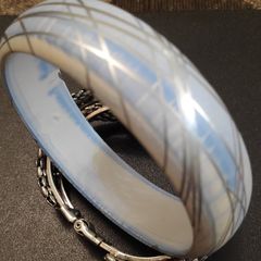 Light blue with silver streaks bangle bracelet