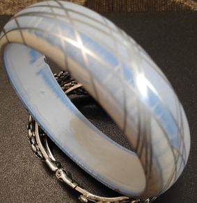 Light blue with silver streaks bangle bracelet