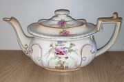 Crown Ducal Ware peach &amp; cream colour teapot with flowers pattern