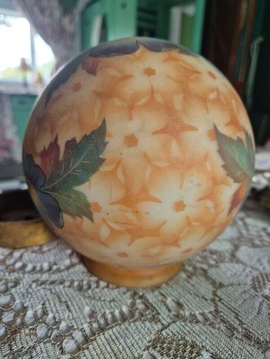 Handpainted Glass Globe shade Bellova Antique 1920s/30s Bellova Art Nouveau Czech glass globe shade