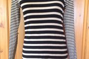 Size 8 Black &amp; Cream Striped Top