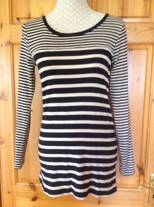 Size 8 Black & Cream Striped Top