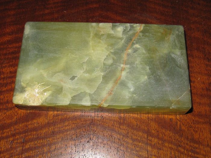 Unique Rare Brazilian Green & Brown Onyx Plinth / Base
