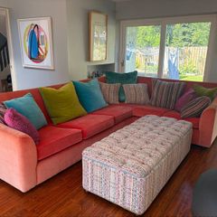 Bespoke L-shaped Sofa with Footstool
