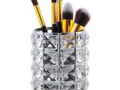Crystal Storage Box Makeup Organizer Nail Brush Holder - SILVER