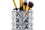 Crystal Storage Box Makeup Organizer Nail Brush Holder - SILVER