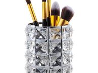 main image for ad Crystal Storage Box Makeup Organizer Nail Brush Holder - SILVER