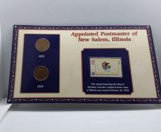 U.S.A . Mint Stamps : USA Stamp and Coin Panel - Lincoln Wheat Pennies