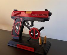 Deadpool Inspired Decorative Pistols Replica / 3D Printed Collectible with Display Stand