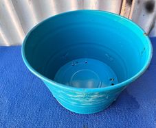 Green tin flower pot