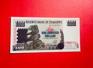 Zimbabwe  100  Dollars  1995  Verified Under Uv Light.  ( Uncirculated )