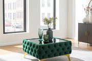 Velvet coffe table with glass Green