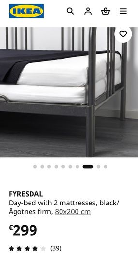 FYRESDAL metal frame sofa bed/ day bed 80x200cm