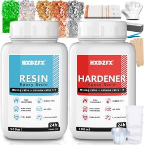 Epoxy Resin Clear Crystal Coating Kit 1000ml/1160g - 2 Part Casting Resin for Art, Comes with Resin Professional Accessories Bag, Suitable for Crafts, Table top Coating, River Table, Jewelry Making