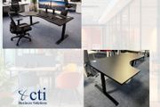 1 x Black Radial Electric Sit Stand Desk - New